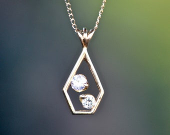Diamond Pendant, 14kt Gold Diamond Necklace, , Wedding Necklace, April Birthstone, Geometric Necklace, Birthday GiftGraduation Gifts