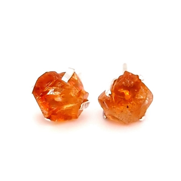 Raw Citrine Nugget Stud Earrings Sterling Silver, November Birthstone Earrings, Honey Gemstone Earrings, Girlfriend Gift, Color of the Sun