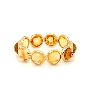 Citrine Eternity Ring 18kt Gold, Yellow Gemstone Ring, November Birthstone Jewelry, Gift for Girlfriend, Gift for Wife Holiday, Gift for Her