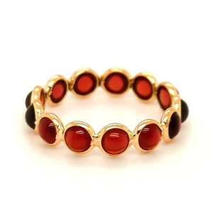 Garnet Eternity Ring 18kt Gold, January Birthstone Ring, Wedding Ring, Red Gemstone Ring, Girlfriend Gift, Promise Ring, Gift for Her