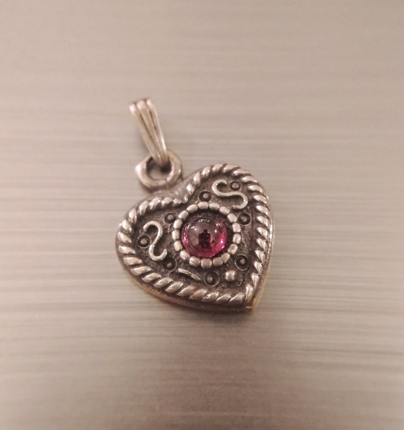 Heart Garnet Gemstone Sterling Silver Pendant Necklace Red Heart Statement Pendant January Birthstone Jewelry Gifts For Mom