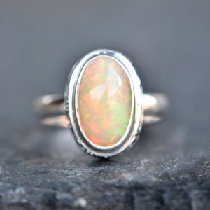 Opal Ring Ethiopian Opal Ring Solitaire Ring October - Etsy