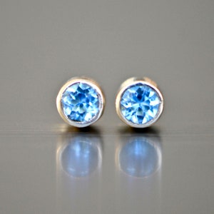 Tiny Aquamarine Stud Earrings, 14kt Gold, March Birthstone Studs, Minimalist Earrings,  HerGifts for herGraduation Giftsjewelry lover gift