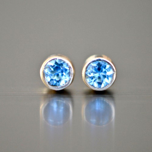 Aquamarine Stud Earrings March Birthstone Stud Earrings Etsy