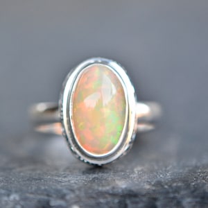 Opal Ring, Ethiopian Opal Ring, Solitaire Ring, October Birthstone ...