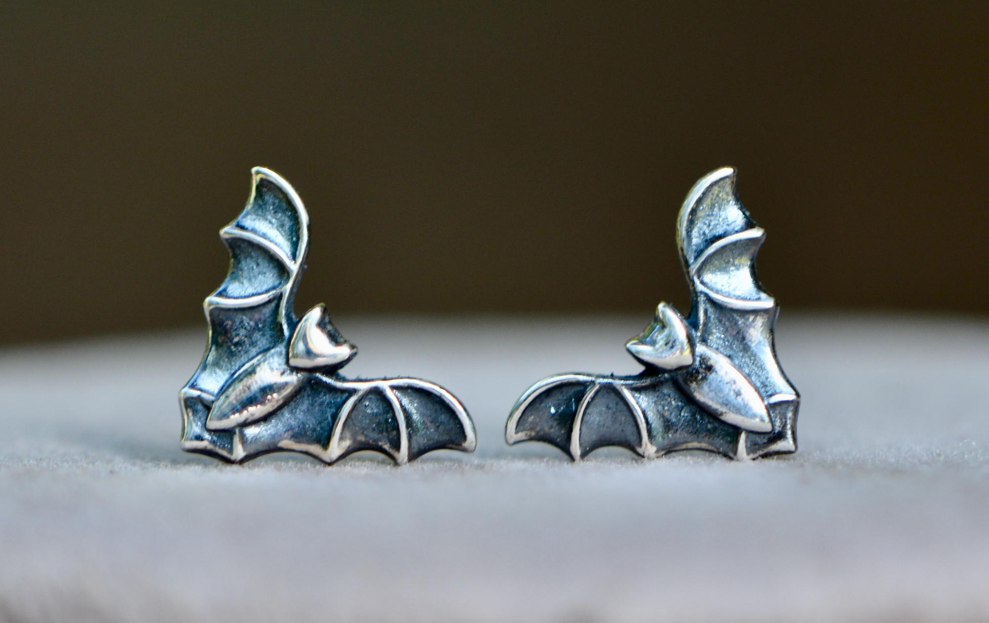 Orecchini a forma di pipistrello in argento 925, graziosi orecchini a