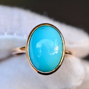 Sleeping Beauty Turquoise Ring 14k Gold, Genuine Turquoise Simple ...