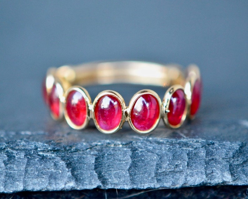 Genuine Ruby Ring 18kt Gold Red Ruby Ring July Birthstone | Etsy
