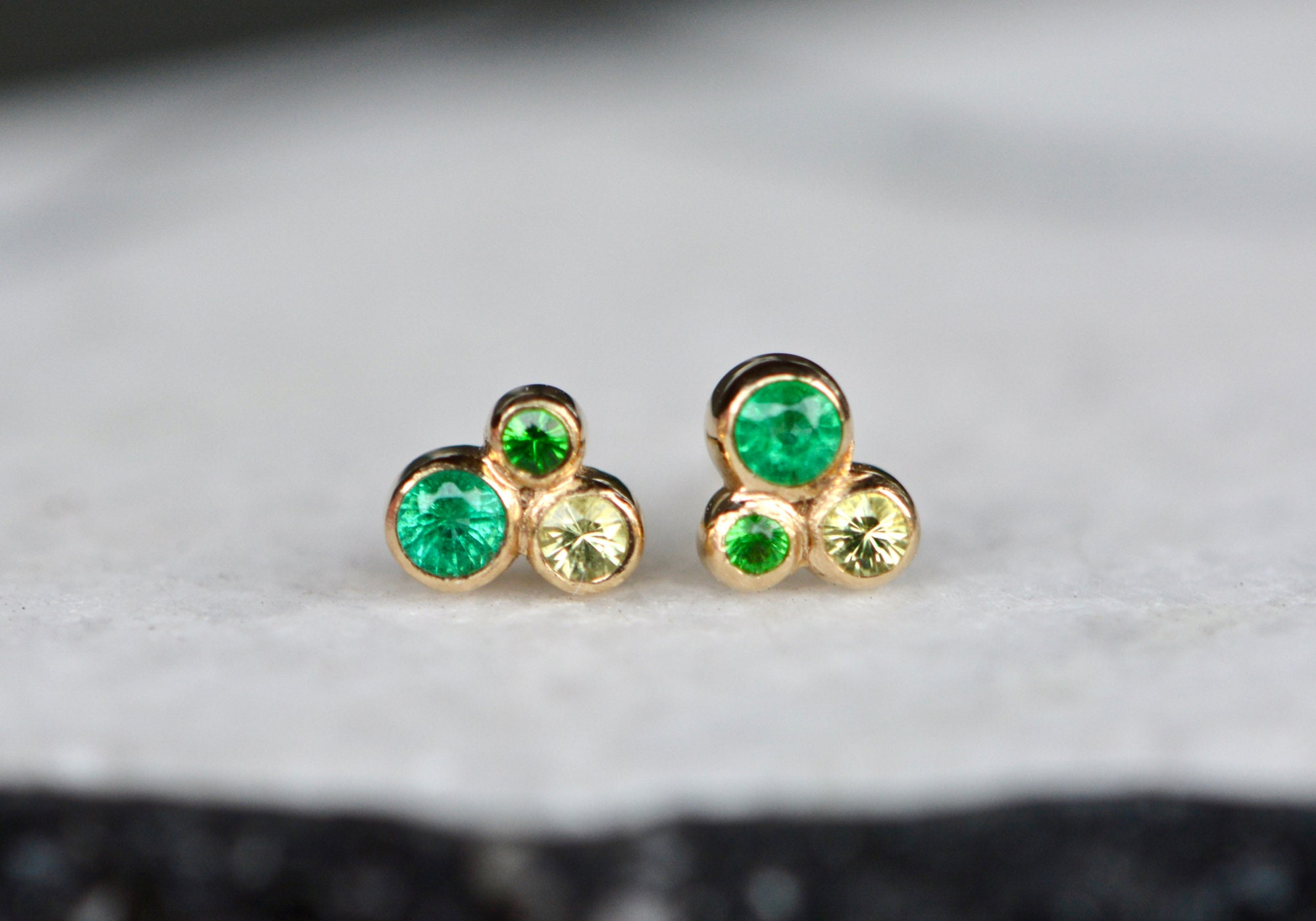 Tsavorite Garnet Emerald & Peridot Birthstone Cluster | Etsy