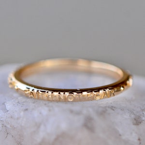 Bague empilable Faith Over Fear en or massif 14 carats pour femme : Bijoux simples à transmettre au quotidien