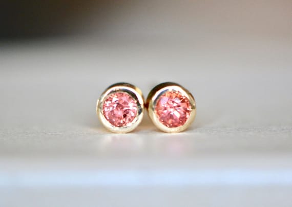 Peach sapphire earrings deals