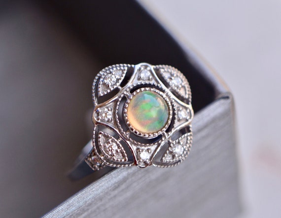 Opal stone april birthstone ring deals