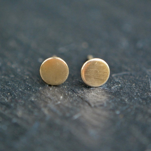 14k Gold Circle Stud Earrings, Solid Gold Post Earrings, Minimalist Studs, Everyday Earrings, Girlfriend Gift, Birthday Gift, Women Gift