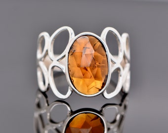 Golden Tourmaline Wide Band Ring Sterling Silver : October Birthstone  Statement Ring