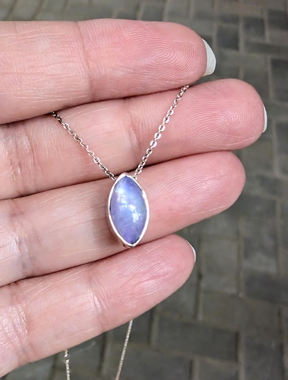 Sterling silver moonstone pendant necklace with slide charm  Sterling Silver Moonstone Slide for Necklace display picture 1