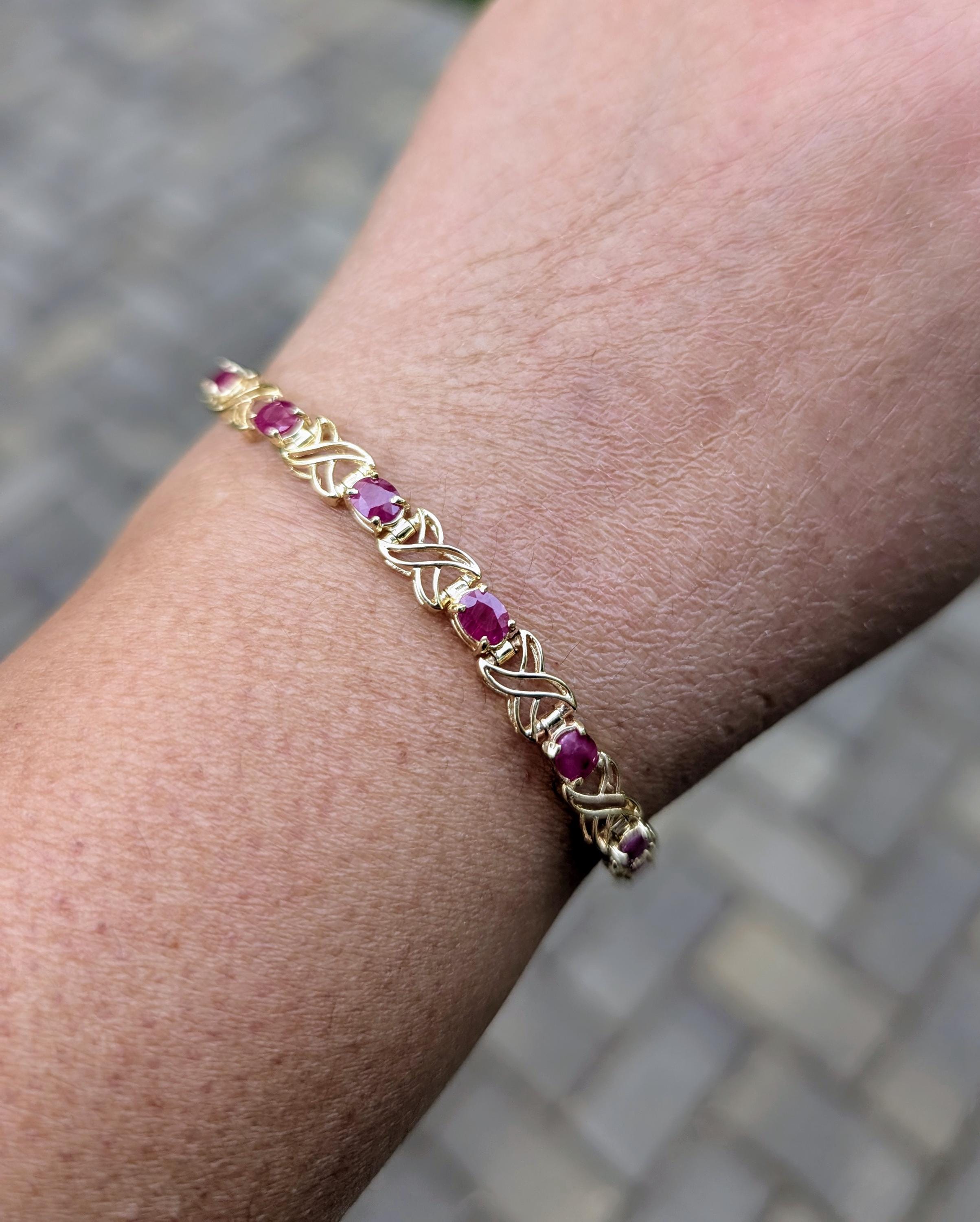 Natural Ruby 10k Gold Bracelet : 40th Anniversary Gift for Wife - Etsy