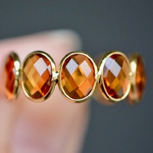 Citrine Ring Solid 18kt Gold, November Birthstone Jewelry, Gift for Girlfriend, 13th Anniversary Gift for Wife, Stackable Rings for Women
