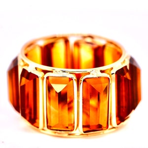 Honey Citrine Statement Eternity Ring 18kt Gold, November Birthstone Jewelry, Gift for Girlfriend, Cocktail Ring, Unisex Ring, Index Ring