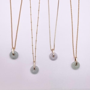 Burma Jade, donut necklace , jade pendant, minimalist jewelry, Lucky stone, lucky loop pendant, gold necklace, Myanmar Jade donut