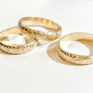 ZP-102 14K Gold Filled Flower Pattern Ring, Unique Texture