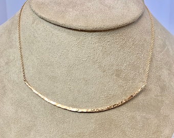 Textured 14k Gold Filled Bib Necklace: Minimalist Curved Choker