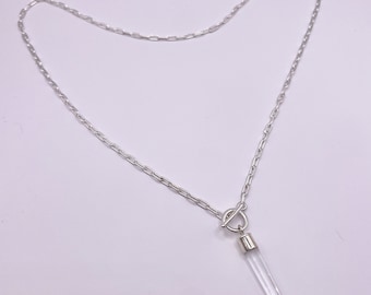 Raw Quartz Crystal Necklace: Sterling Silver Talisman Pendant
