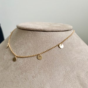 Coin choker necklace, minimalist dainty choker, gold coin necklace, adjustable choker necklace, layering necklace, mini disc choker