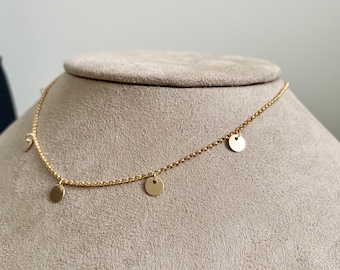 Collier tour de cou pièce de monnaie, tour de cou délicat minimaliste, collier de pièce d'or, collier tour de cou réglable, collier de superposition, tour de cou mini disque