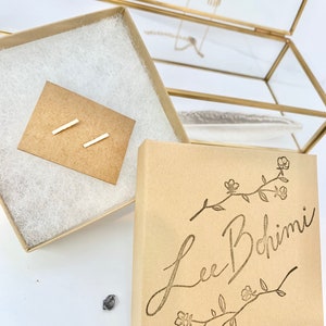 14k gold filled, bar studs, minimalist earrings, dainty bar earrings, gold line earrings, tiny gold bar studs, staple earrings, handmade