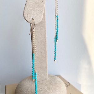 Turquoise drop earrings, gemstone earrings, gold filled ear hooks, genuine turquoise, bridesmaids Jewellry, dangly earrings, semi precious