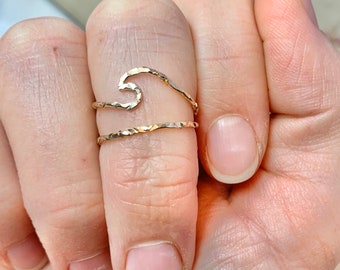 Textured Wave Ring: 14k Gold Filled Stacking Ring