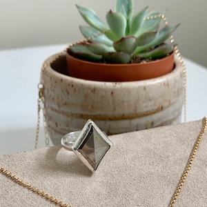 Pyrit Diamant Ring, Silberring Stapelring, Sterling Silber, Gold Ring, Statement Ring, Edelstein Ring, Solitaire Ring, handgemachter Schmuck