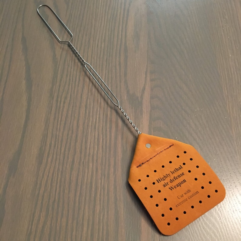 Leather fly swatter with stainless steel handle Etsy