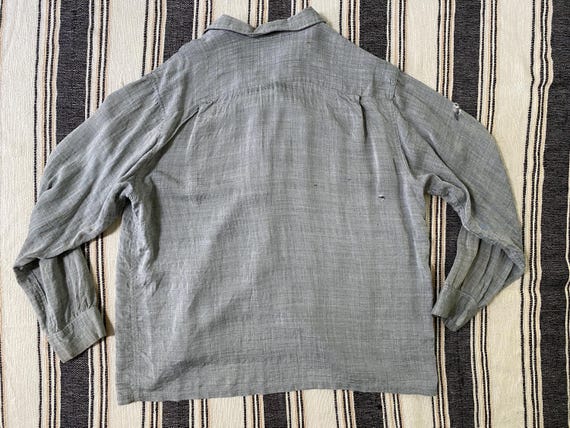 Large, 1950s Distressed Loop Collar Campus Shirt - image 2