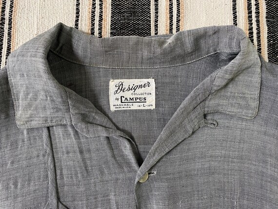 Large, 1950s Distressed Loop Collar Campus Shirt - image 6