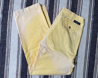 36 x 32, Distressed & Faded Yellow Polo Cargo Pants
