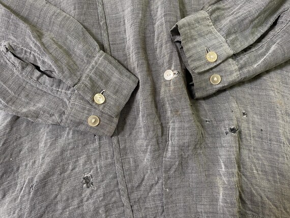 Large, 1950s Distressed Loop Collar Campus Shirt - image 7