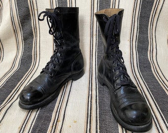 1967 VINTAGE ENDICOTT JOHNSON Military Black Leather Lace up  display picture 2