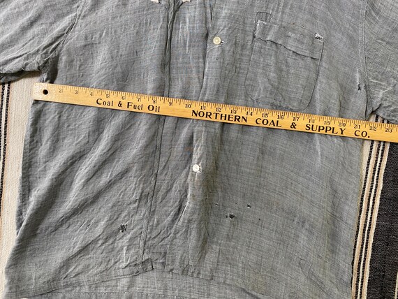 Large, 1950s Distressed Loop Collar Campus Shirt - image 8