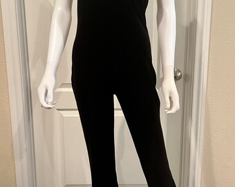 Black stretch velvet jumpsuit