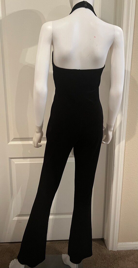 Black stretch velvet jumpsuit - image 6