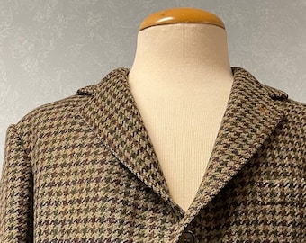 Amazing Hand Tailored Tweed Sport Coat Size 42 S// Houndstooth // Incredible Weave