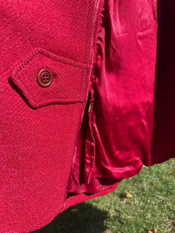 Amazing Red Vintage Harris Tweed Coat Size S // R… - image 10