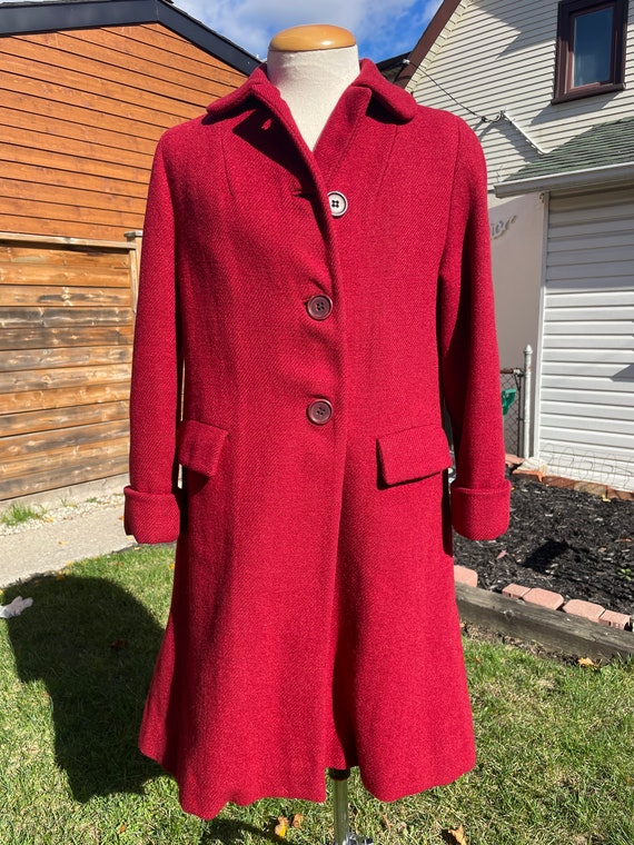 Amazing Red Vintage Harris Tweed Coat Size S // R… - image 2
