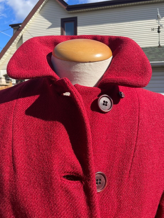 Amazing Red Vintage Harris Tweed Coat Size S // R… - image 4