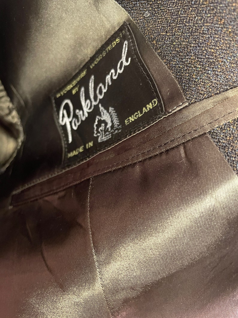 Worsted Wool Jacket Size 38 S// Blazer // British Quality Vintage Fabric // Blues and Oranges image 7