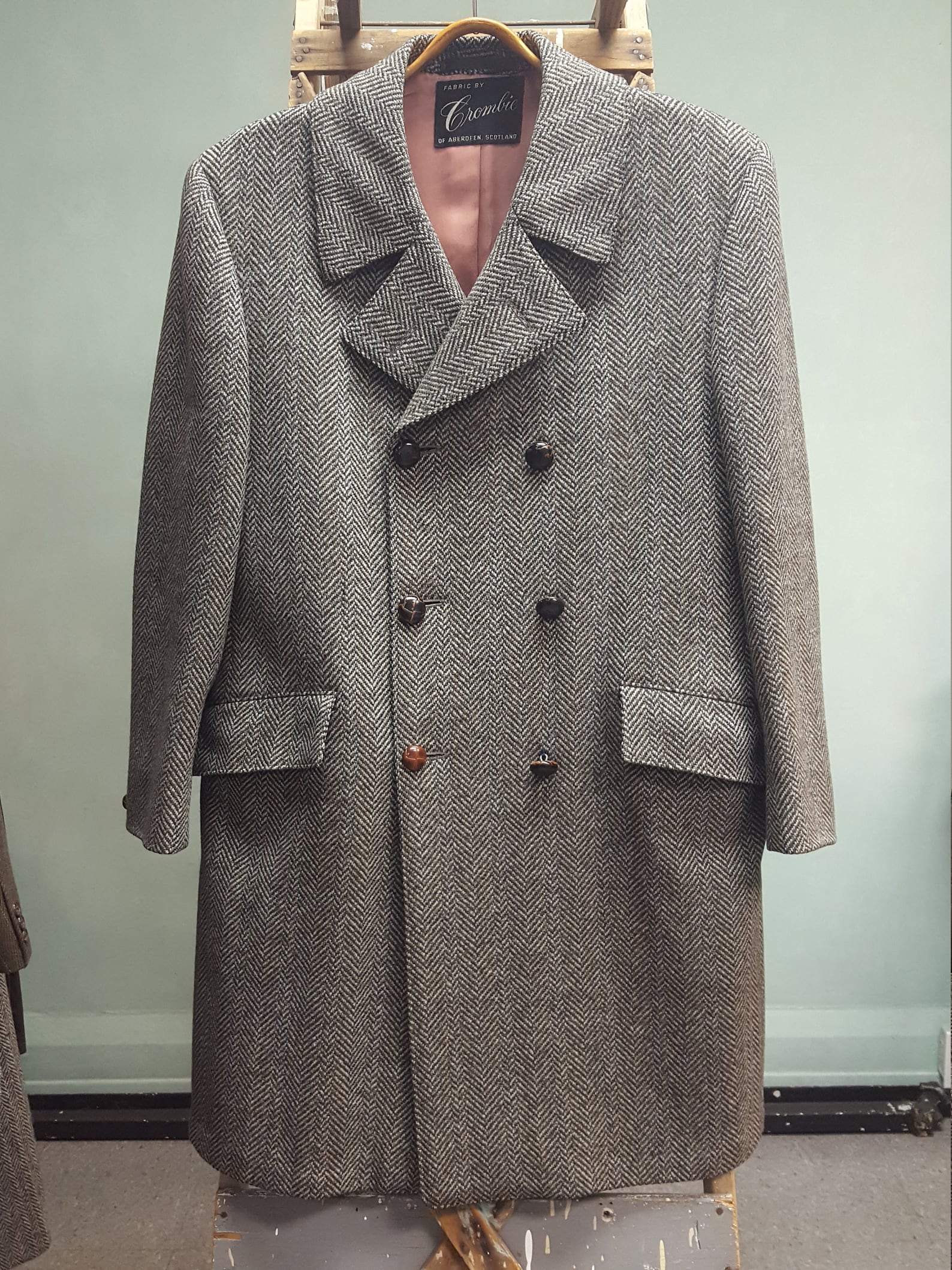 Crombie 38/40S Top Coat Vintage Tweed Doble Breasted Etsy España