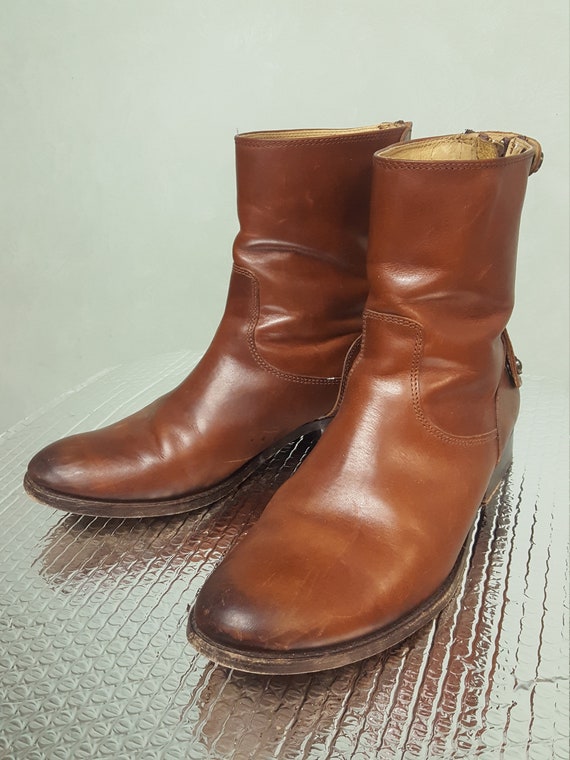 Frye Short Equestrian Boots Booties Dark Tan Size