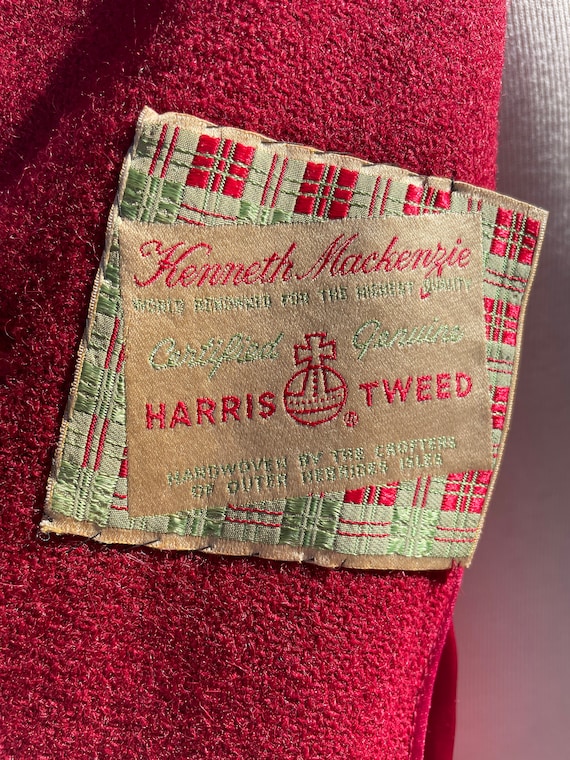 Amazing Red Vintage Harris Tweed Coat Size S // R… - image 1