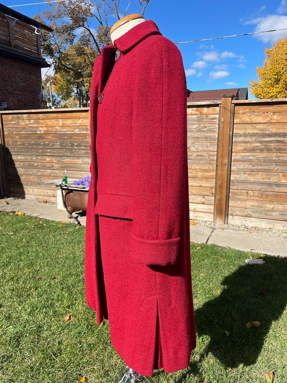 Amazing Red Vintage Harris Tweed Coat Size S // R… - image 5